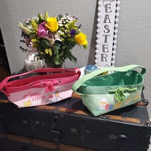Easter Tote Bag — Pink and Green Holiday Baskets